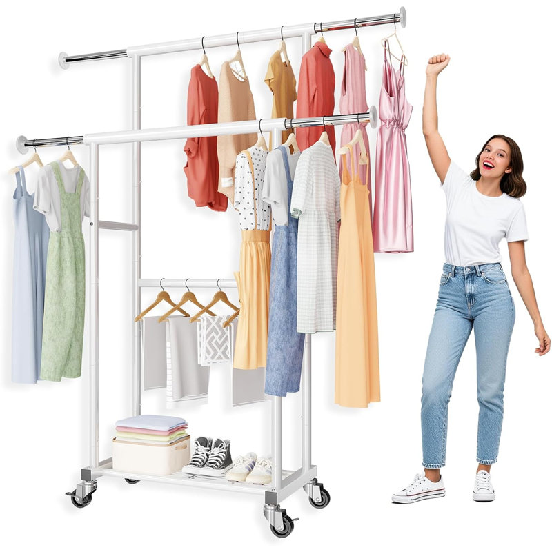 Rebrilliant Ultra Tall Extendable Double Rod Garment Rack